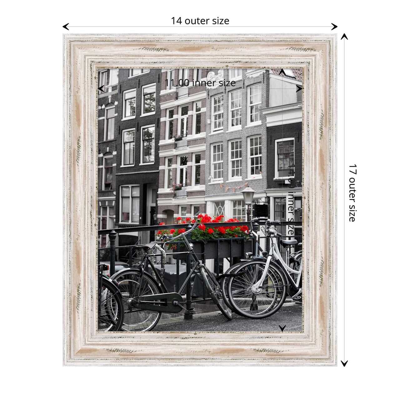 Alexandria White Wash Narrow Wood Picture Frame, Photo Frame, Art Frame